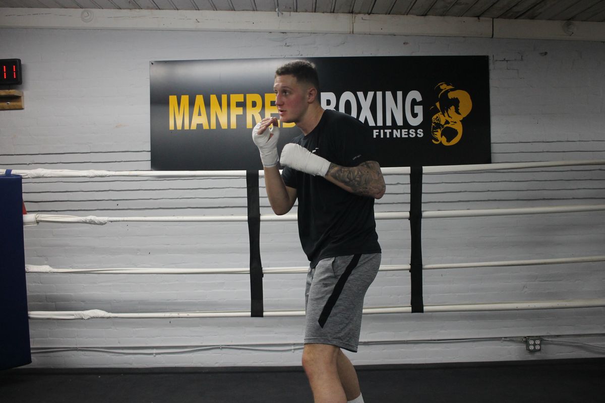 Fighter in stance at Manfredo Boxing